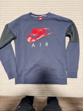 Nike Navy Crewneck Sweatshirt with Red Logo